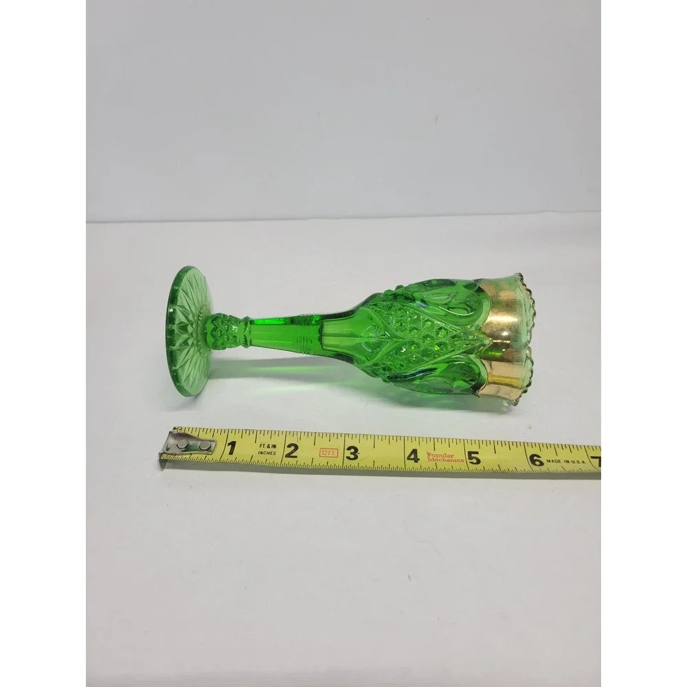Antique Fair Memorabilia Souvenir Green Trumpet Vase 1907 Emerald Glass